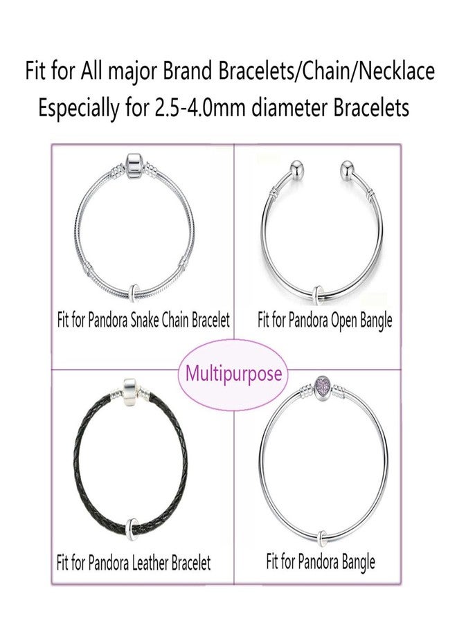 LAMOONY Clip Stopper Charms Sterling Silver Rondelle Spacer Bead Charm Stopper Charm for Pandora Charm Bracelets (Silver (6 pcs)) - Image 4